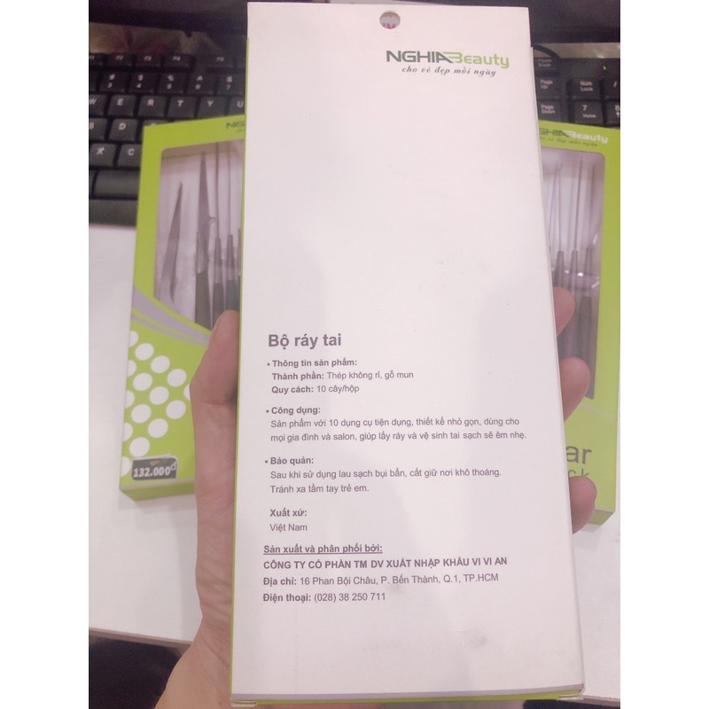 Bộ ráy tai cao cấp Quyên, Nghĩa gỗ mun thép không gỉ 10 món