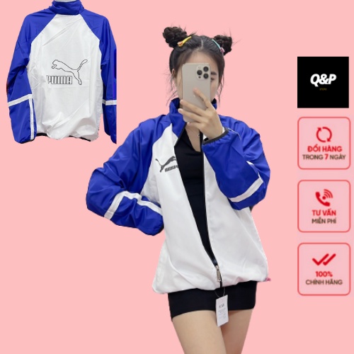 Áo khoác gió puma nữ nam in logo ở lưng, áo khoác gió 2 lớp hàng cao cấp xịn,tốt,bền GZAK046 Store Q&amp;P