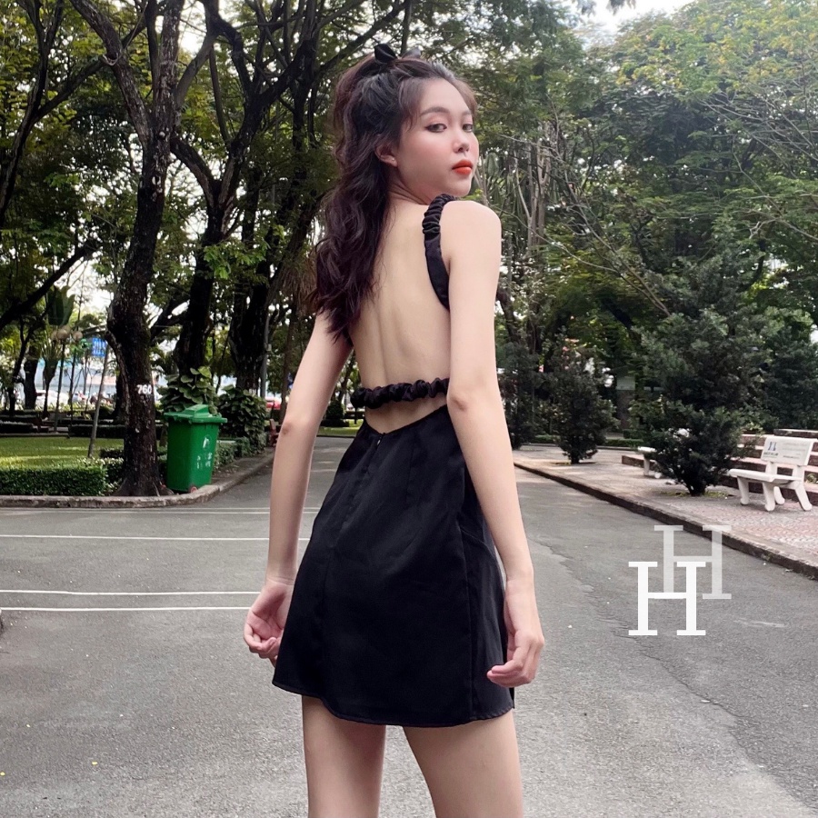 Đầm đen hở lưng HDT271 Hỉn Hỉn Store
