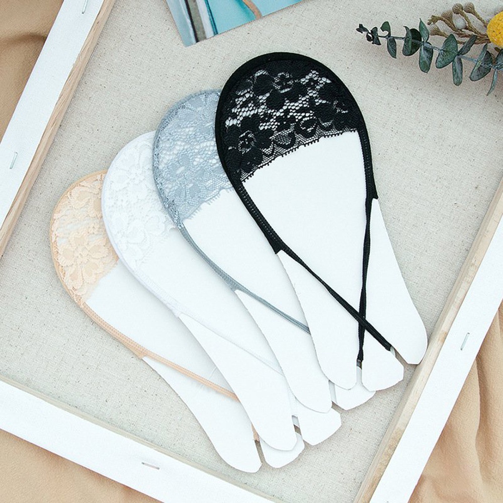 1 đôi vớ thuyền cotton ren siêu mỏng tàng hình gót thấp cho nữ