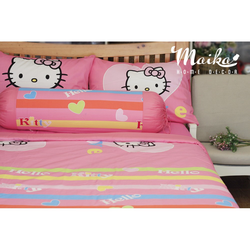 Drap bộ Cotton HQ 1m2 cho bé gái- bộ 5 món- Hello Kitty Face phối hồng