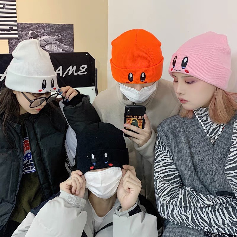 Mũ Len Beanie Thêu Hình Mặt Kute Phong Cách Trẻ Trung Hàn Quốc