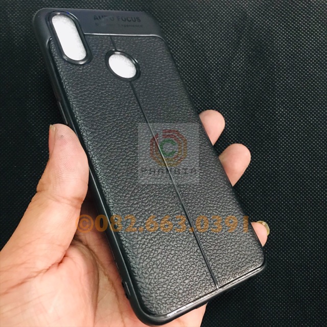 (Có video) Ốp lưng dẻo đen Realme 3 pro / Realme X Lite  - giả da cao cấp, có viền nhô, chống mồ hôi tay