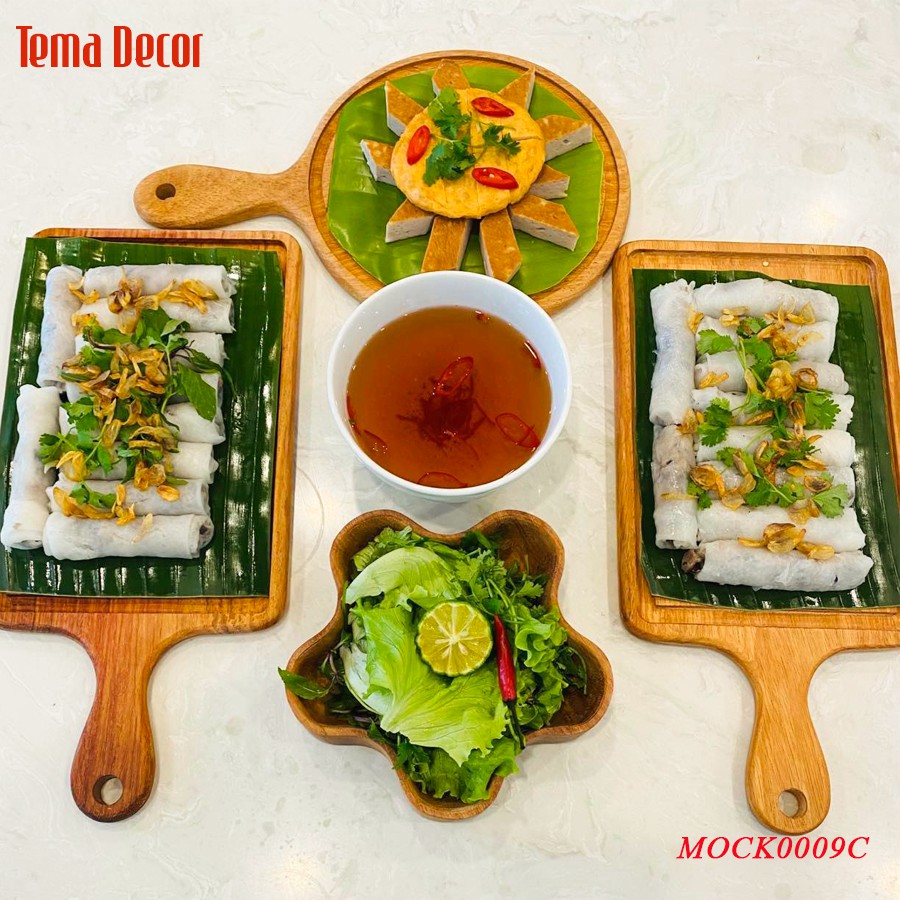Khay gỗ decor Tema - Khay gỗ đựng đồ ăn gỗ tần bì có tay cầm siêu xinh | BigBuy360 - bigbuy360.vn