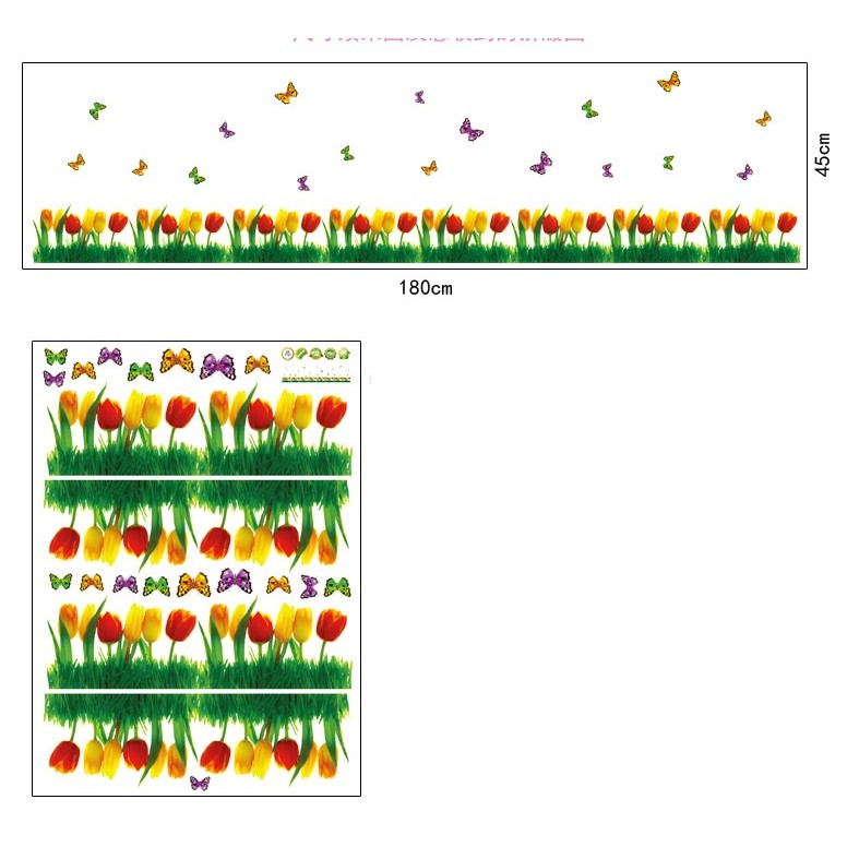 Decal dán chân tường [GIÁ SĨ] Hoa tulip - DCT008