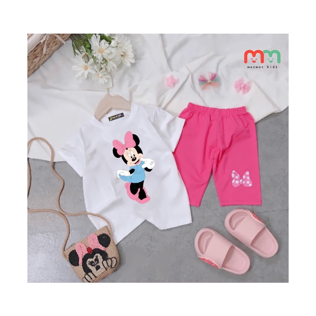 Đồ bộ bé gái dễ thương, áo thun rộng phối quần legging ngố cá tính thun cotton chính phẩm mềm mịn cho bé 9kg - 40kg