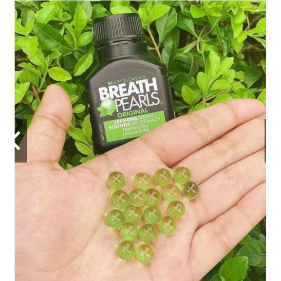 Viên thơm miệng thảo dược Breath pearls  giảm mùi miệng cho người lớn, phụ nữ và bé trên 6 tuổi