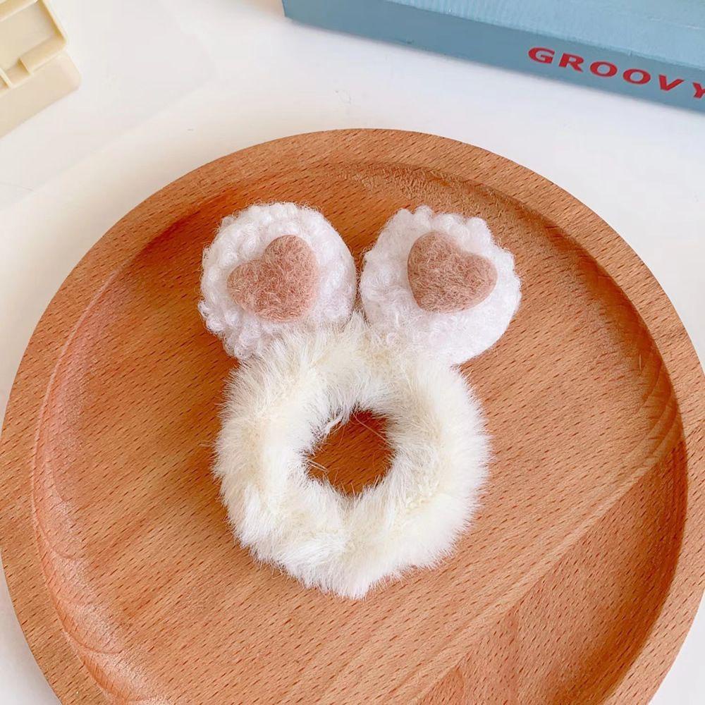 Dây Cột Tóc Scrunchies 15H Phủ Lông Trang Trí Sừng Hươu Dễ Thương Cho Bạn Gái