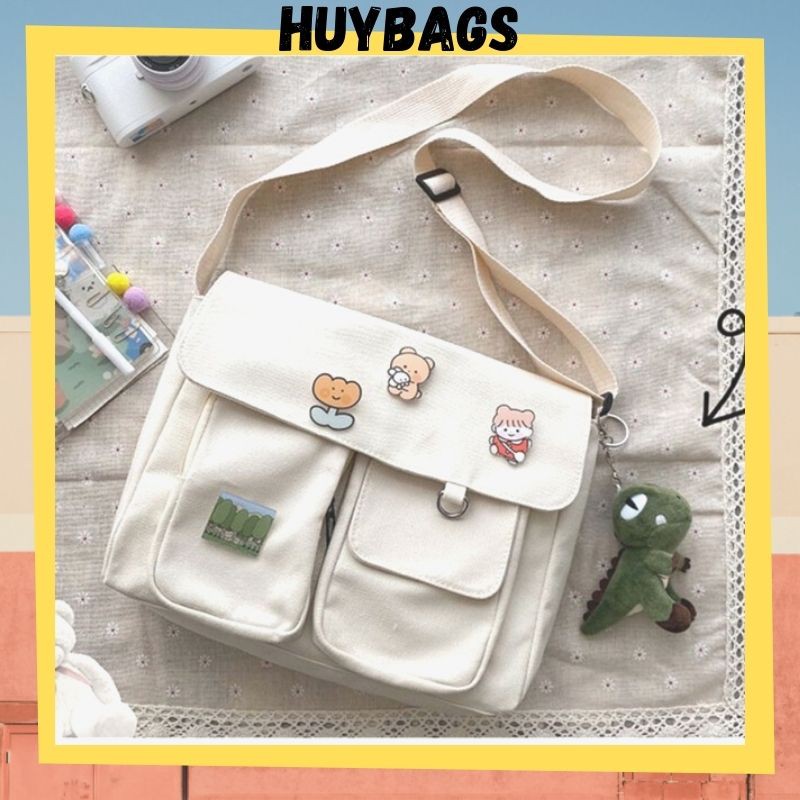 Túi tote vải canvas đeo chéo vải mềm giá rẻ đi học đẹp vừa khổ A4 size lớn phong cách hàn quốc dành cho nữ TX28