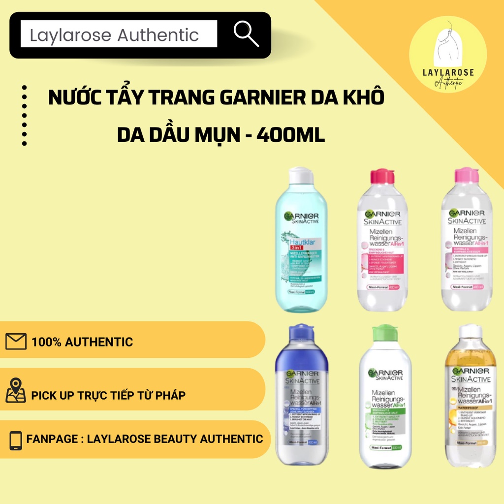 [Loại 400ml] BILL AUTH Nước Tẩy Trang Micellar Garnier  Skinactive Cleansing Water | BigBuy360 - bigbuy360.vn