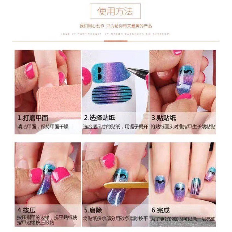 [Hàng mới về] Miếng Dán Trang Trí Móng Họa Tiết Hoạt Hình 3d Chống Thấm Nước