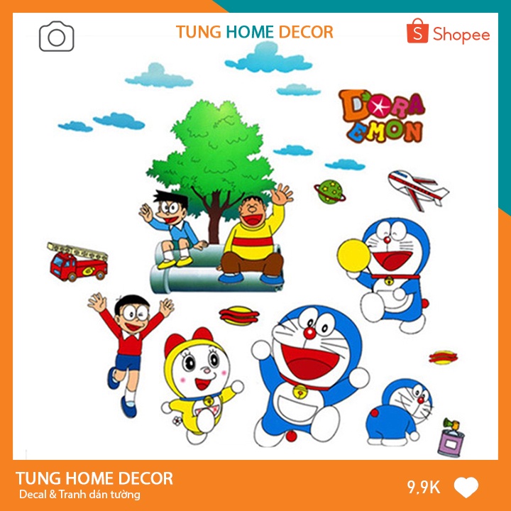 Decal dán tường cho bé học doremon TUNG DECOR AY806 Khu Vui Chơi DRM