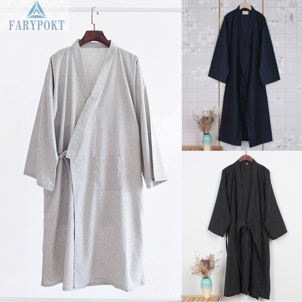 Men Bathrobe Pajamas Print Baggy Robe Sleepwear Yukata Japanese Kimono