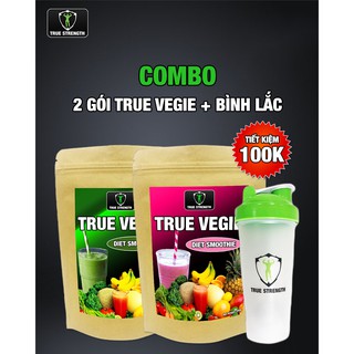 [Tiết kiệm 100k] Combo 2 gói Bột Rau Củ Quả True Vegie + Bình lắc (Bổ sung rau / Giảm cân / Đẹp da)