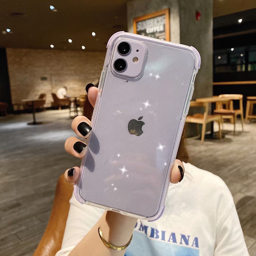 Ốp Điện Thoại TPU Mềm Trong Suốt Lấp Lánh Chống Sốc Cho iPhone 7 8 Plus X XS MAX XR 11 12 13 Pro MAX