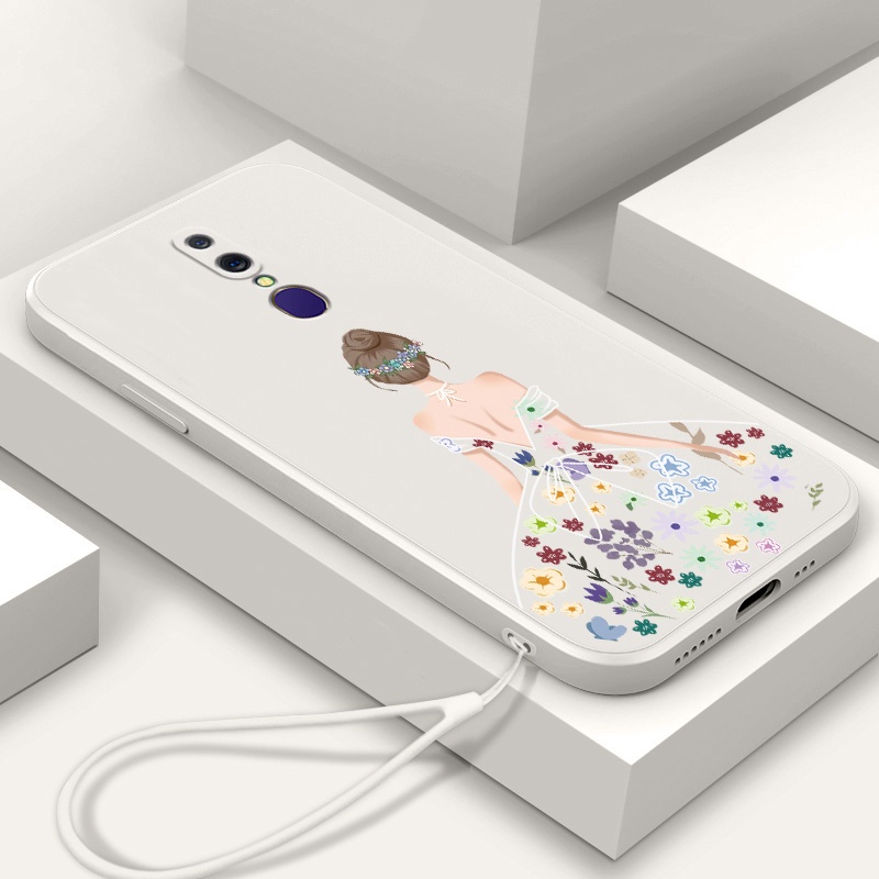 Ốp Điện Thoại TPU Silicon Mềm Họa Tiết Hoa Xinh Xắn Có Dây Đeo Cho oppo f11 pro f11 f9 f7 f5