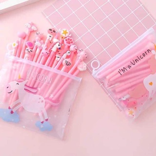 Set 20c bút bi cute có túi zip đựng