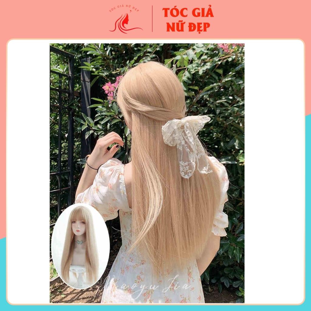 Tóc giả nữ đẹp nguyên đầu thẳng dài, tặng kèm lưới trùm tóc giả wig, z7007