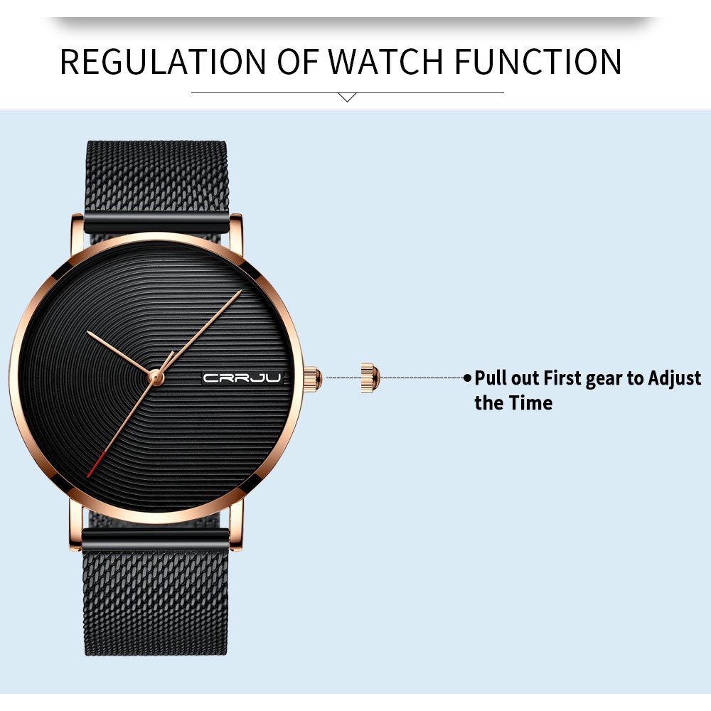 Đồng hồ thạch anh CRRJU 2164 X phong cách doanh nhân bằng thép không gỉ chống thấm nước dành cho nam