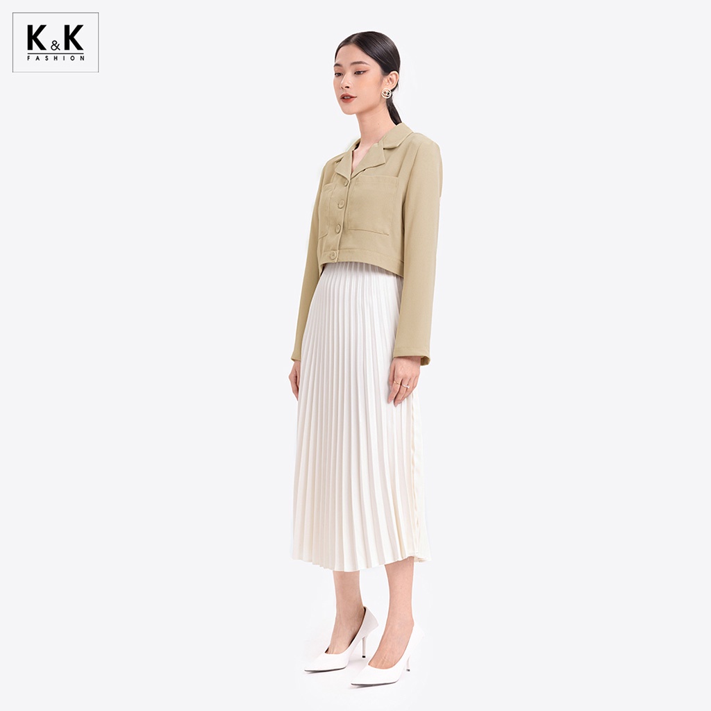 Áo Khoác Lửng Hai Túi K&amp;K Fashion AK10-33 Tay Dài Chất Liệu Cotton