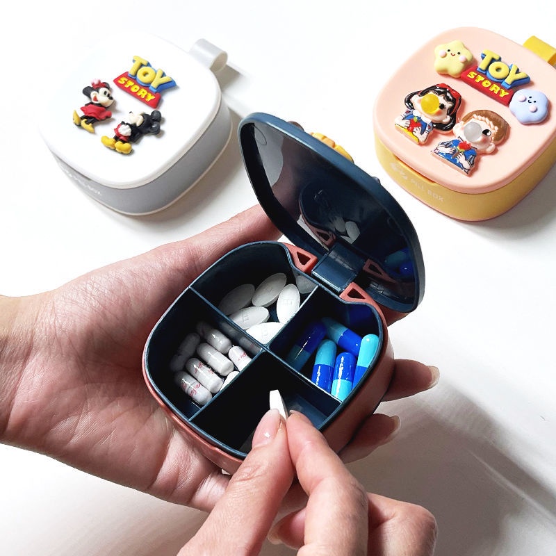 Hộp Đựng Thuốc Mini Chống Ẩm Họa Tiết Hoạt Hình Dễ Thương