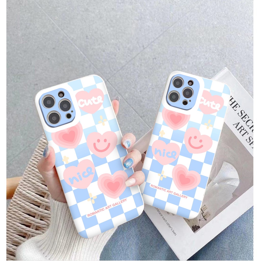 Ốp lưng Trái tim đáng yêu kẻ caro ốp iphone 6/6plus/6s/6splus/7/7plus/8/8plus/x/xr/xs/11/12/13/pro/max/plus/promax