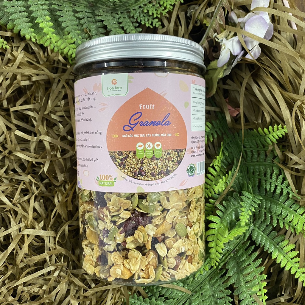 Granola ngũ cốc hạt ăn kiêng giảm cân Hoa Lâm lọ 500g mix hạt dinh dưỡng nhiều hương vị