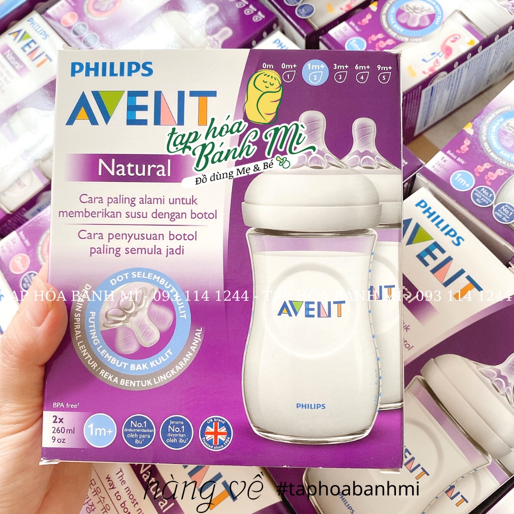 Bình sữa Philips Avent Natural đủ size 125ml - 260ml - 330ml (lẻ và set 2)
