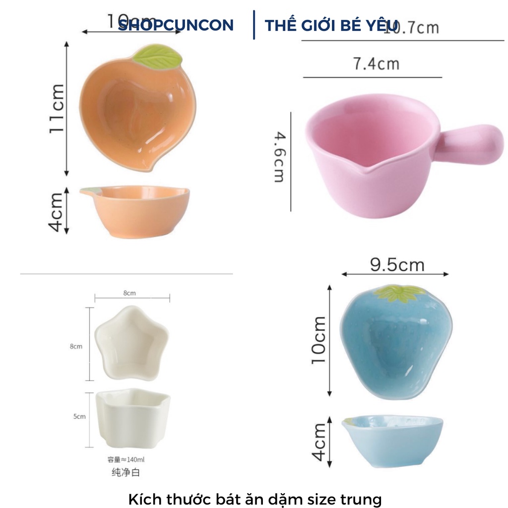 Bát ăn dặm Chén ăn dặm cho bé gốm sứ kiểu nhật giữ nhiệt size vừa 60ml-110ml