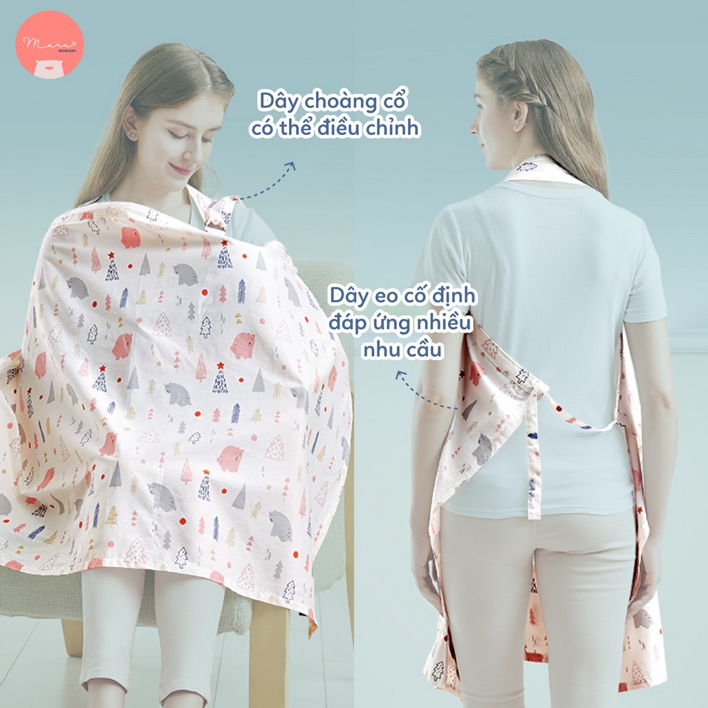 [Kèm túi đựng] Khăn choàng che bé khi bú, khi đi ra ngoài vải 100% cotton | OEM