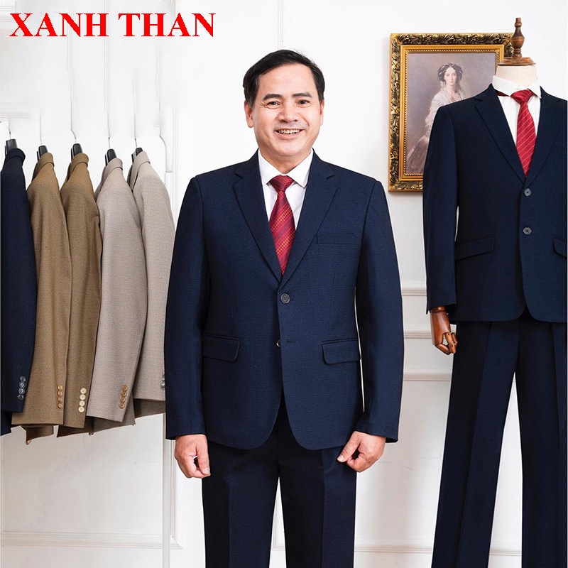 Bộ áo Vest Hồng Ngọc nam trung niên, Vest nam trung niên cao cấp