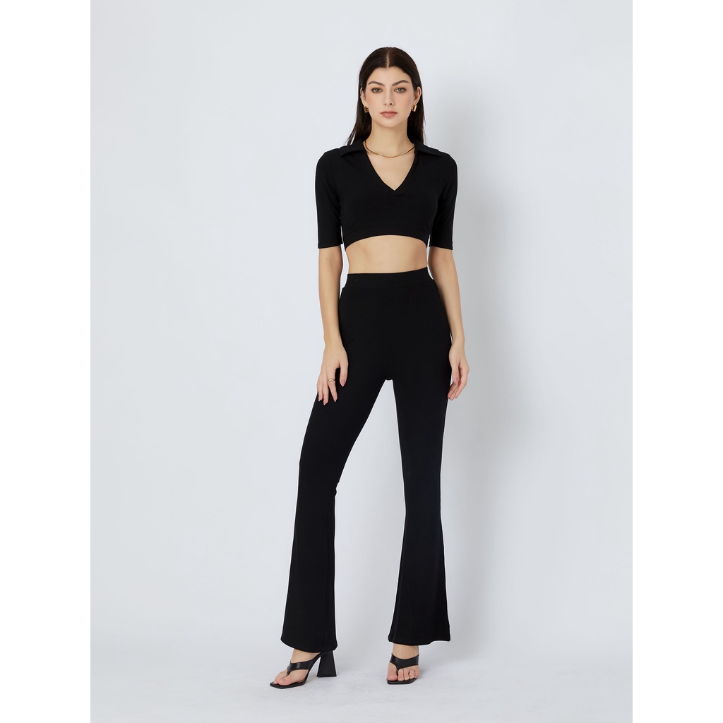Set Nữ Lounge Wide Leg , Chất thun sọc gân Thoải Mái , WSD000163,SOMEHOW