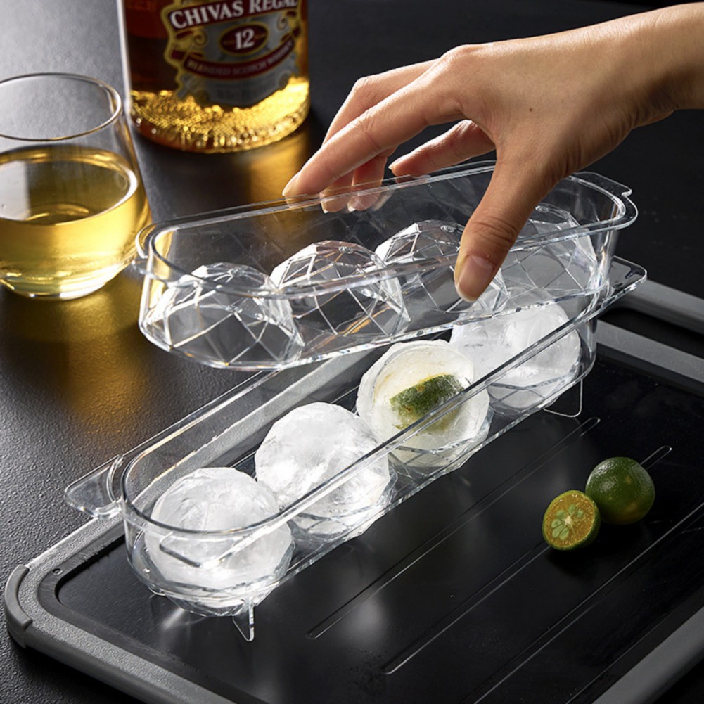 Khuôn Làm Đá Uống Rượu Whiskey Hình Tròn 4 Lỗ DIY