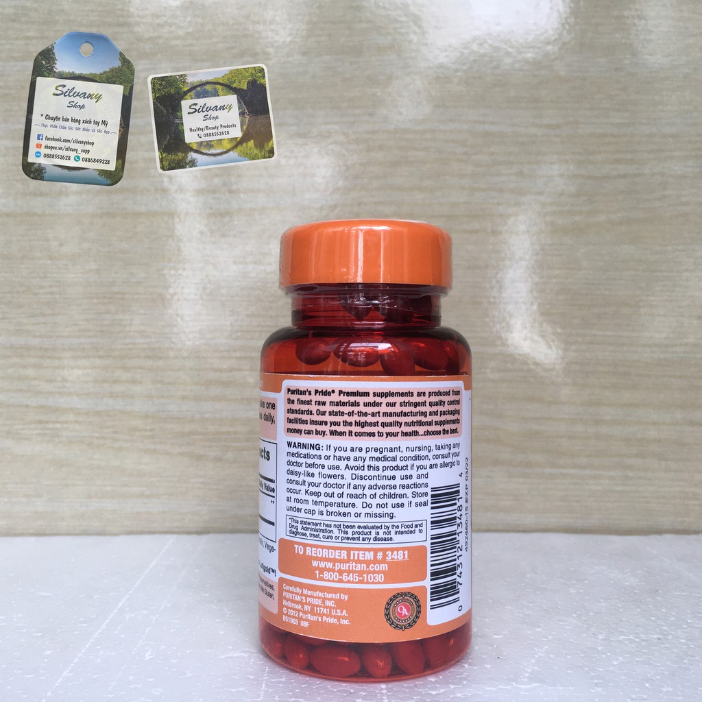 [Date 2022] Viên uống Lutein 6mg Puritan's Pride - Bổ Mắt, Tăng Cường Thị Lực – 100 Viên | Thế Giới Skin Care