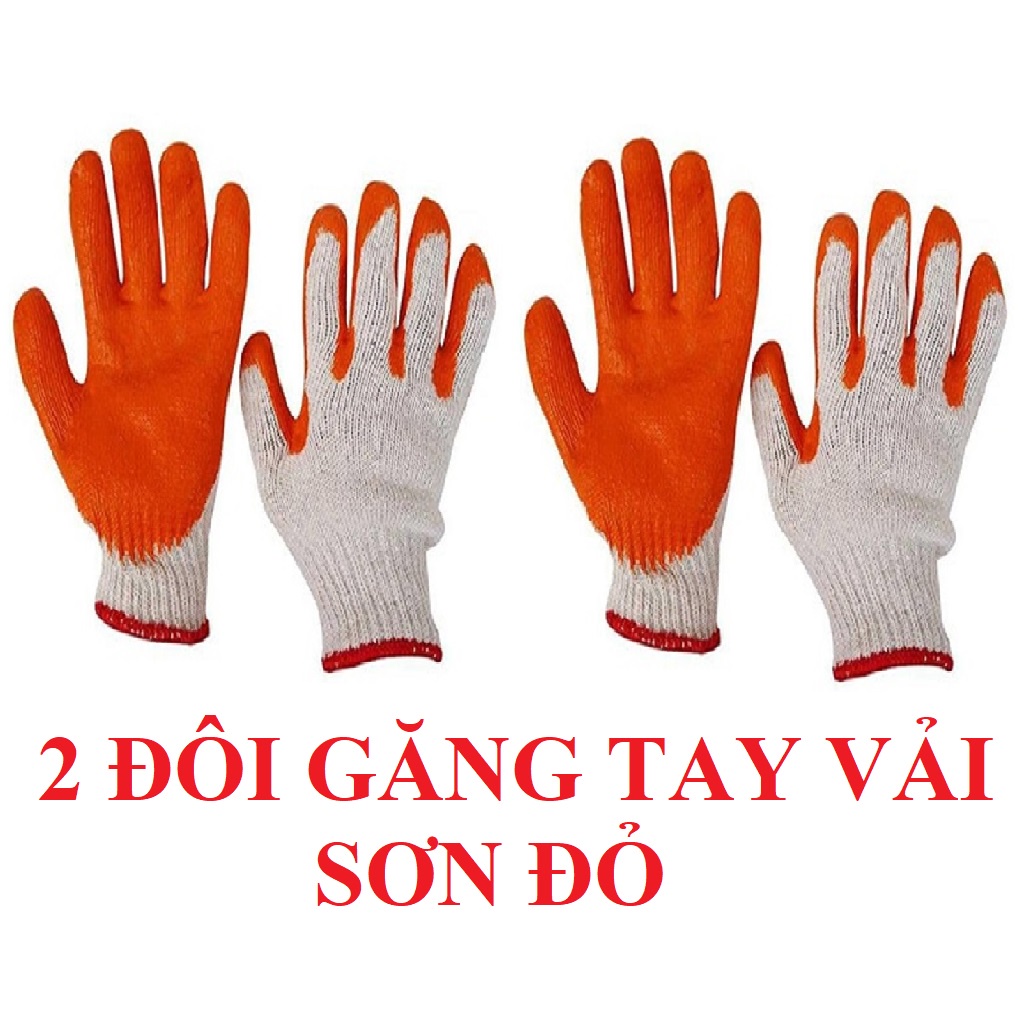 Combo 2 Đôi Găng tay lao động loại vải hoặc sơn đỏ