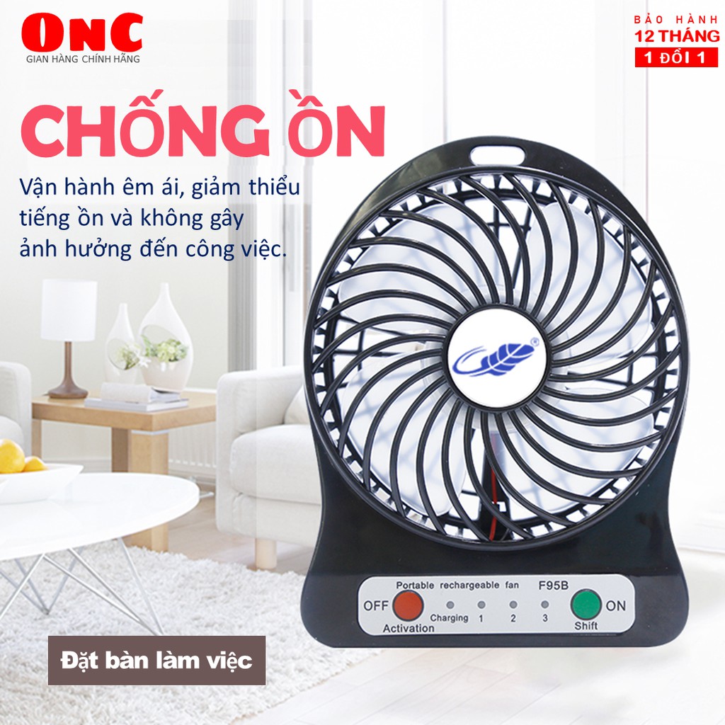 Quạt mini ONC Storm 3500mAh tích điện cầm tay, để bàn hàng chính hãng - Bảo hành 12 tháng | BigBuy360 - bigbuy360.vn