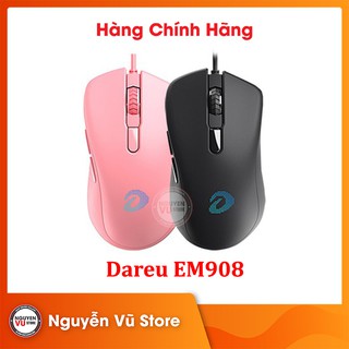 Chuột chơi game Dareu EM908 (Black/Pink) - Hàng Chính Hãng