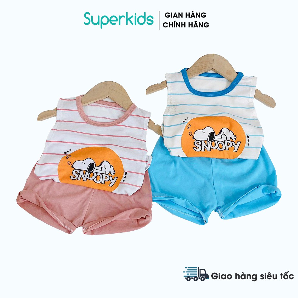 Bộ ba lỗ bé trai bé gái kẻ Snoopy phối màu - QATE693