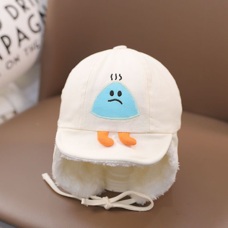 Mũ Len Lông Cừu Dày Dặn Chống Gió Giữ Ấm Tai Họa Tiết Hoạt Hình Dễ Thương Cho Bé Trai Và Gái