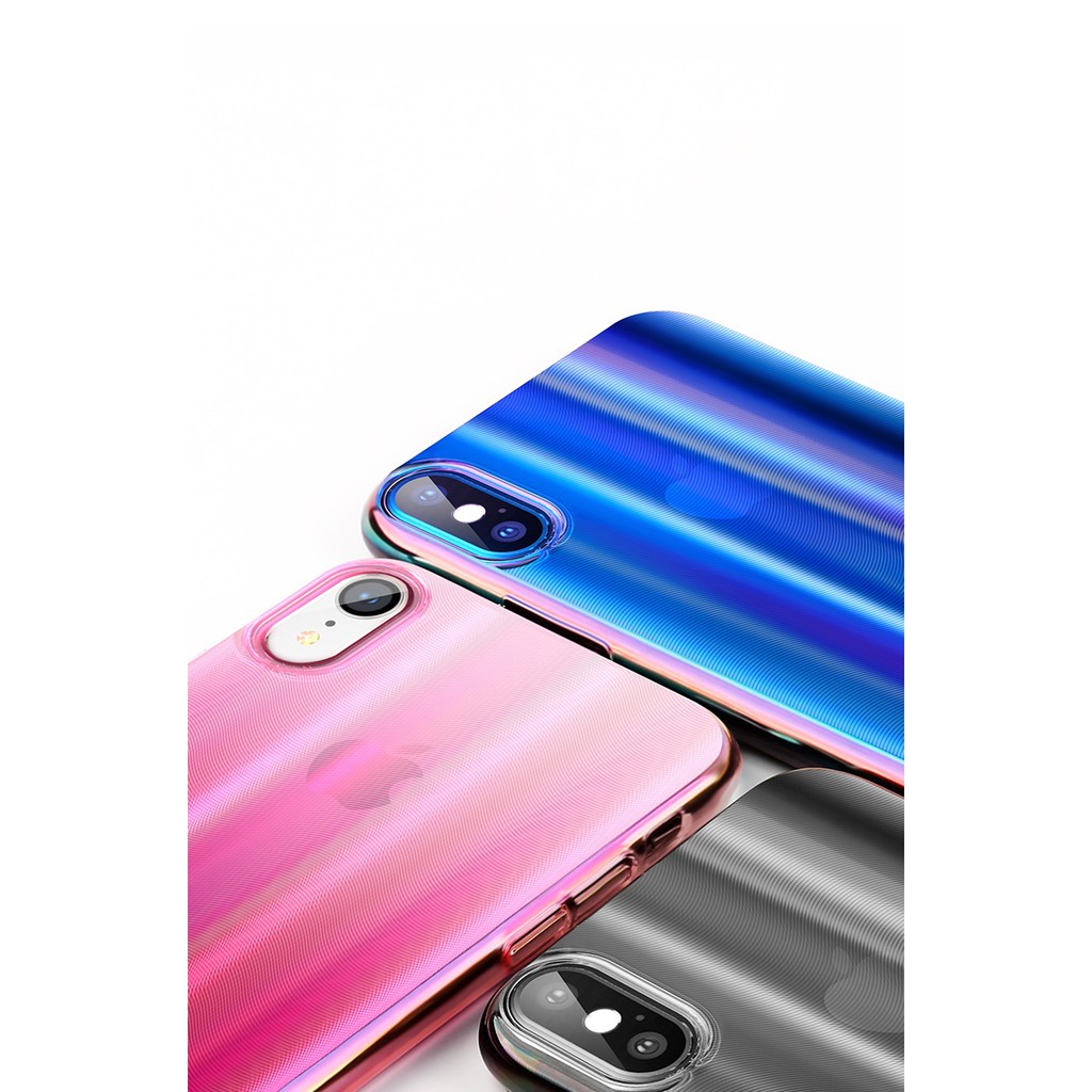 Ốp lưng Iphone XR/Xs Max trong suốt đổi màu AURORA hãng Baseus