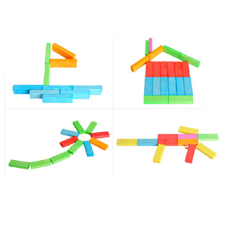 [Ana Kids] Rút gỗ màu 48 thanh loại lớn - Domino màu cho bé FRESHIP 99k