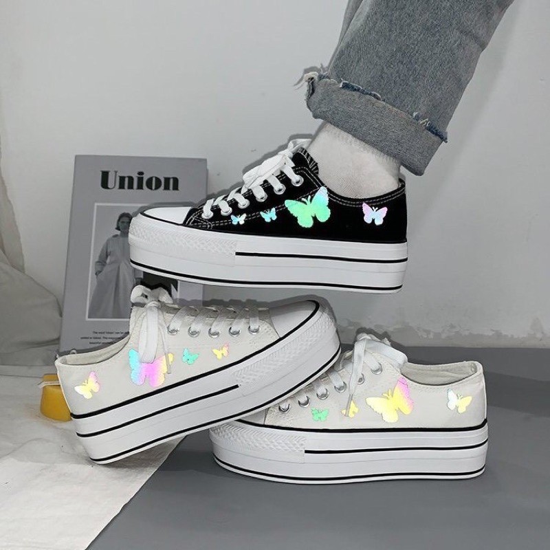 Giày Sneaker Nữ Độn Đế 3cm Phản Quang Siêu Hot