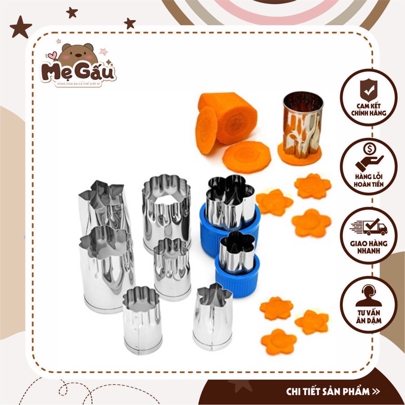 Bộ khuôn cắt tạo hình rau củ quả inox 8 món tiện dụng
