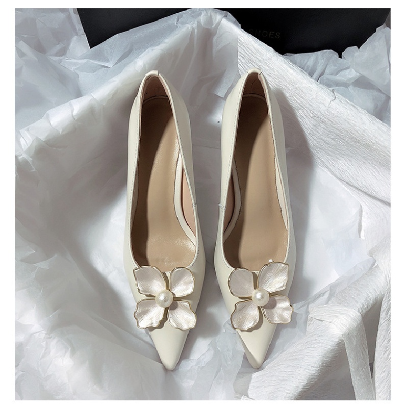 Giày Cao Gót Họa Tiết Hoa Phong Cách Retro Pháp Mới 2022 Cho Phù Dâu