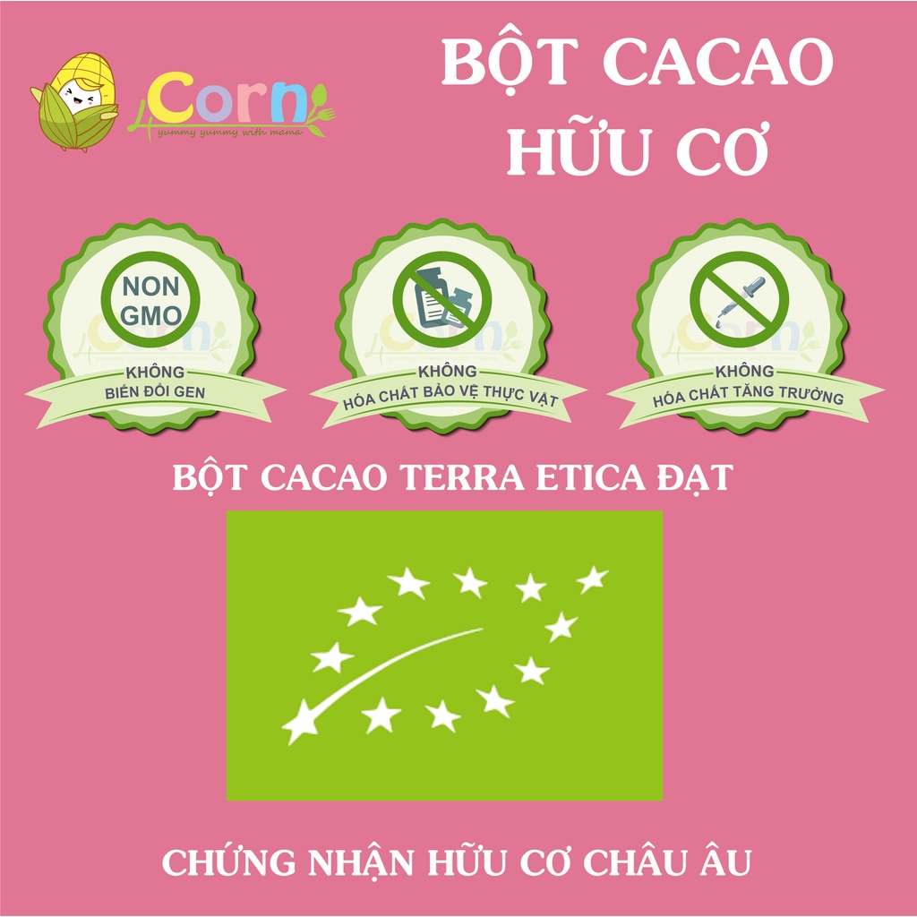 Bột cacao hữu cơ nguyên chất Terra Etica - Cho bé 9m+ (EXP: 30/9/2023)