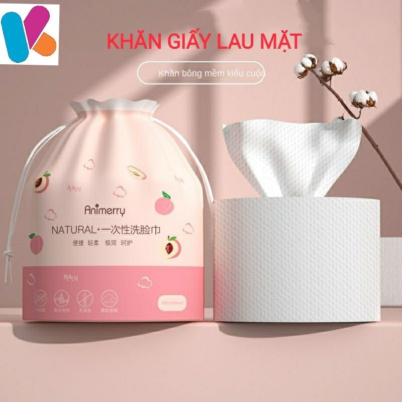 Khăn lau mặt dùng 1 lần lau khô lau ướt , khăn giấy cotton lau mặt khô dùng 1 lần