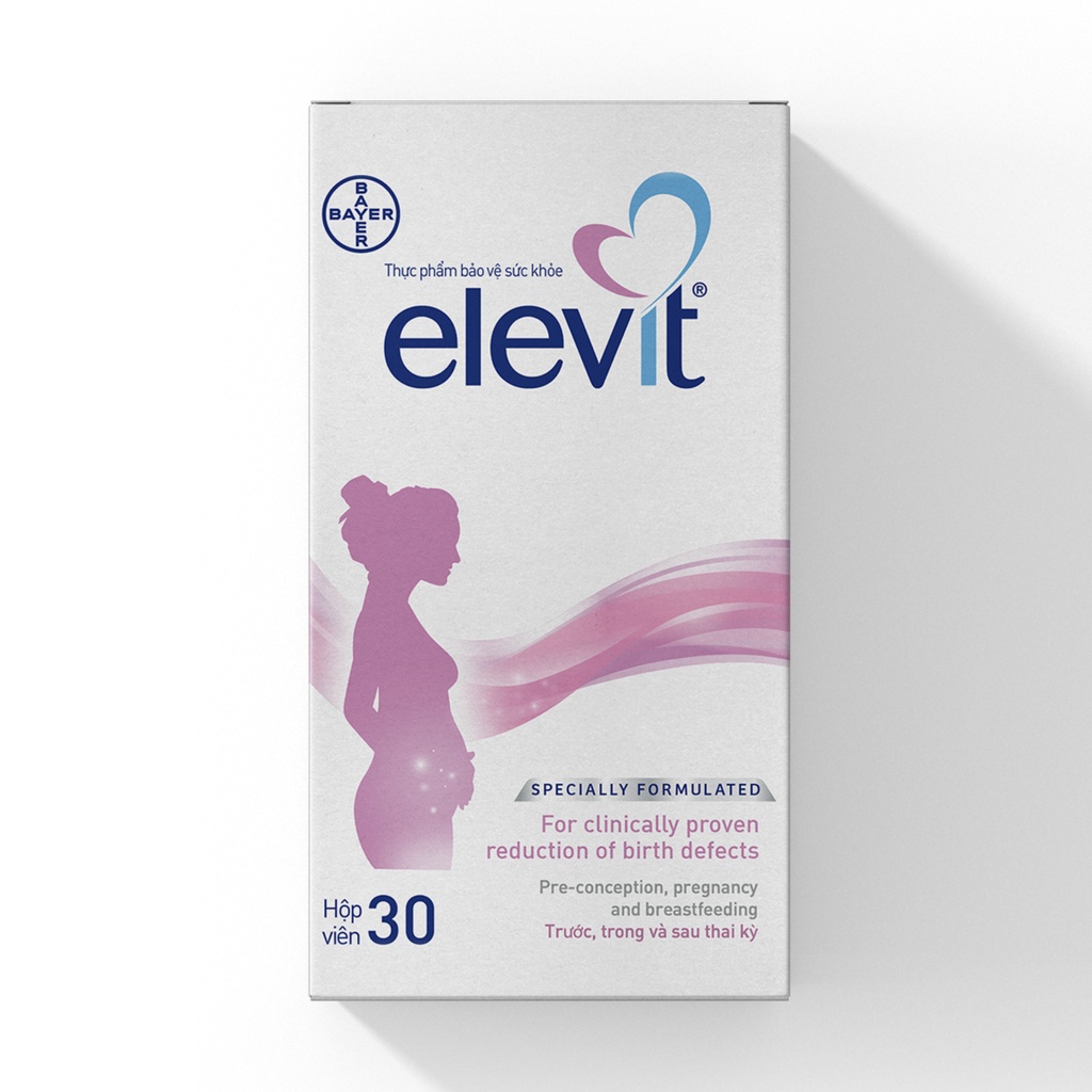 Combo Vitamin Bầu Tổng Hợp Elevit Cho Phụ Nữ Trước, Trong và Sau Thai Kỳ 30 Viên + Viên sủi Redoxon 10 Viên