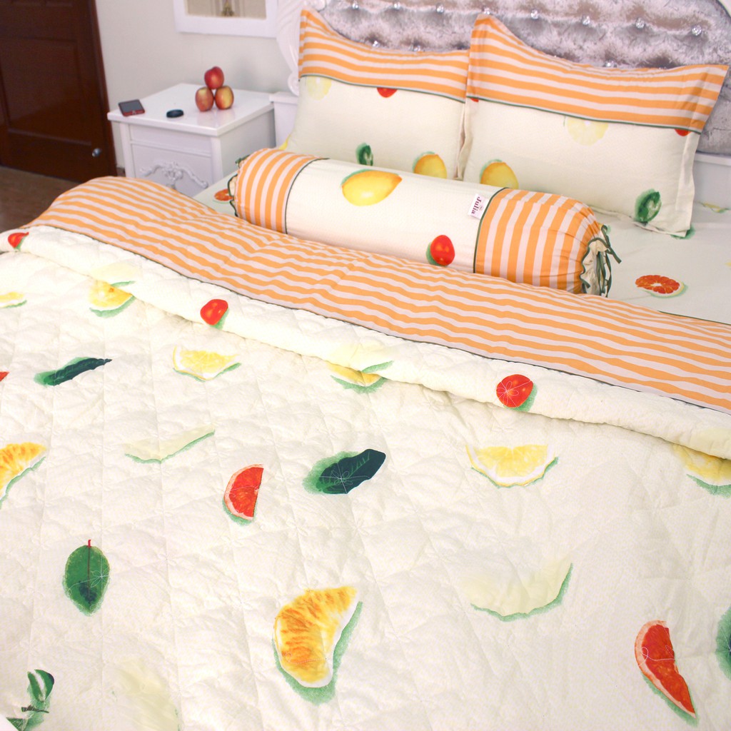 Bộ chăn ga gối drap giường 100% cotton sợi bông Hàn Quốc Julia 249