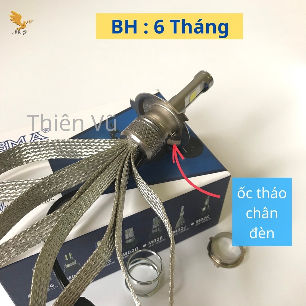 Đèn Pha Led 2 Tim H4 ,M5  Đuôi Nhôm Tản Nhiệt Siêu Sáng