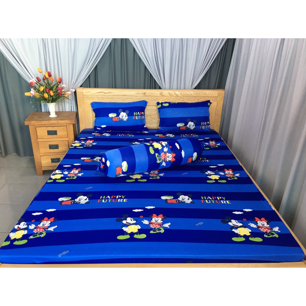 Drap thun hàn 4 món ( 1 drap+ 2 vỏ gối nằm+ 1 vỏ gối ôm)